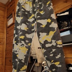 Champion Yellow-Grey Camo Sweatpants.